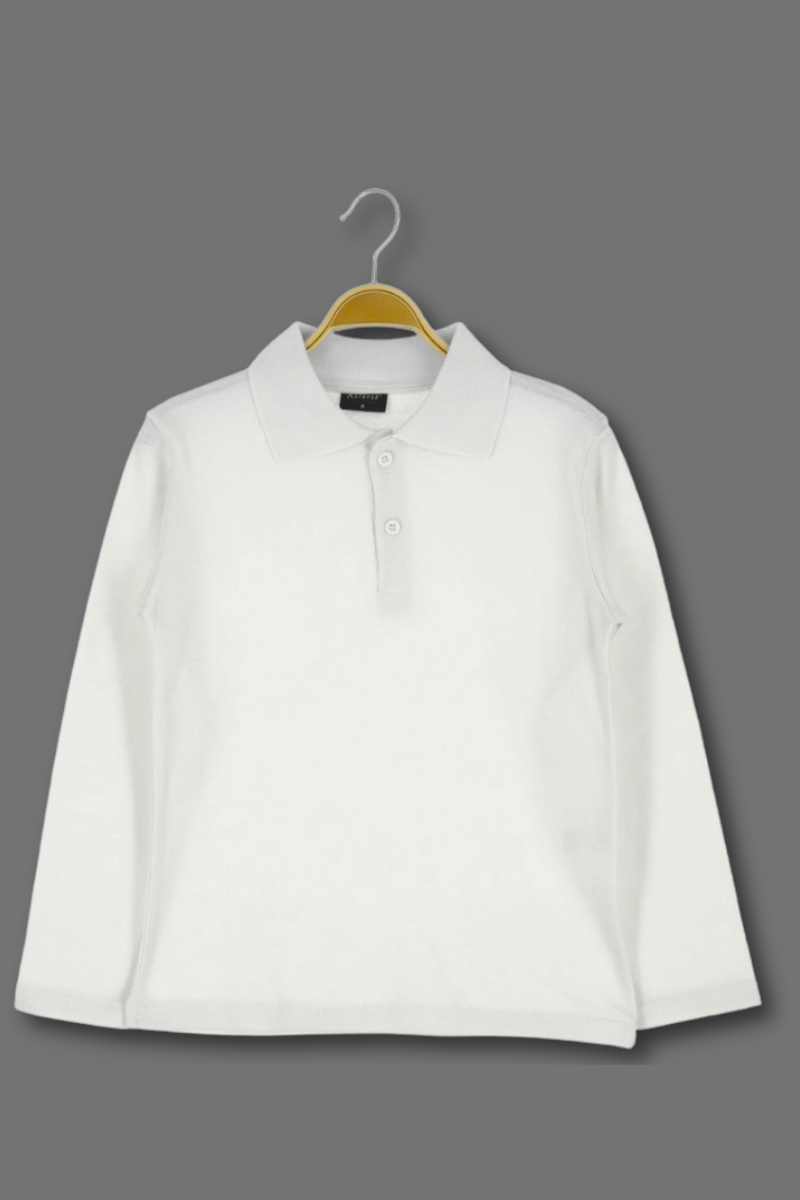 Polo Yaka Uzun Kollu Okulluk Beyaz Lacost Tişört 17 Yaş