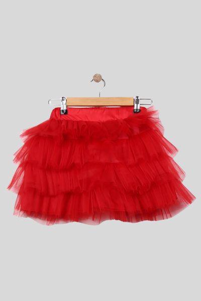 Kız Çocuk Katlı Tütü Tül Etek Siyah - 13 Yaş