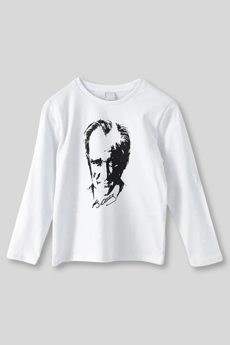 Çocuk Atatürk Baskılı Uzun Kollu Beyaz Body 16 Yaş