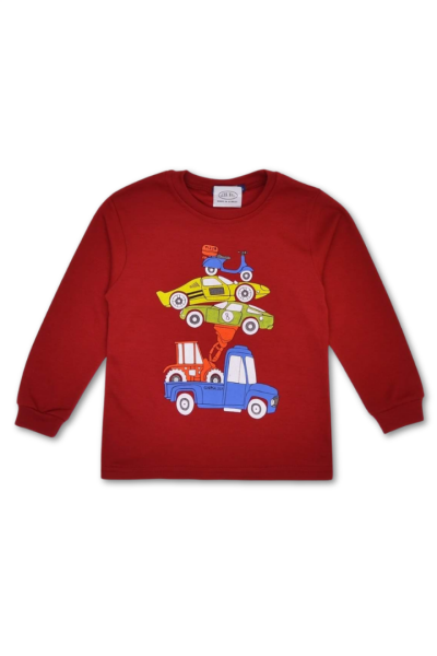 Erkek Çocuk Araba Temalı Sweatshirt 6-12 Ay - Bordo