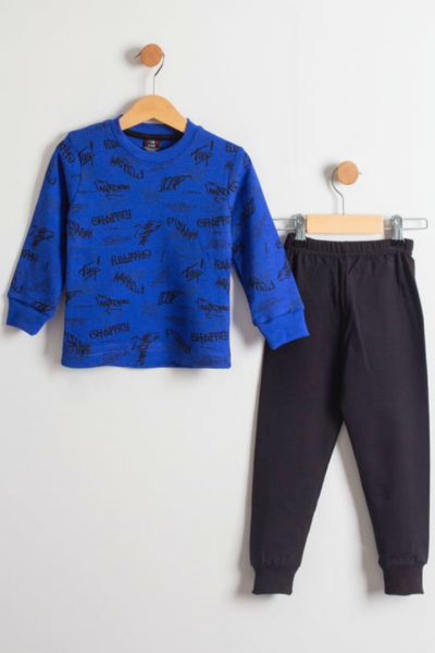 Erkek Çocuk Pamuklu Penye Pijama Takım Turkuaz - 7 yaş