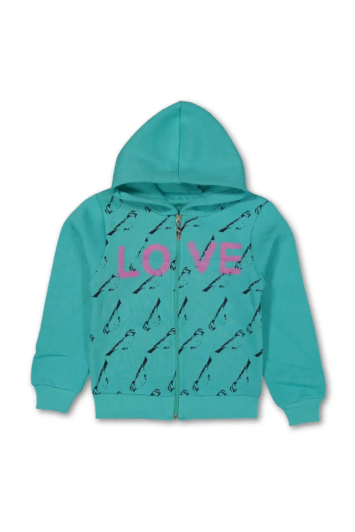 Kız Çocuk 3 İp Şardon Kapüşonlu Sweatshirt 5-6 Yaş
