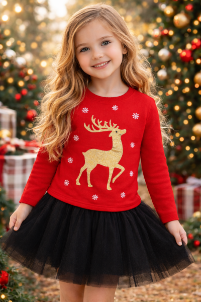 Geyikli Yeniyıl Sweatshirt 11 Yaş