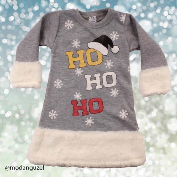 Kız Çocuk Noel Elbise Içi Şardon Kışlık Elbise 2 Yaş